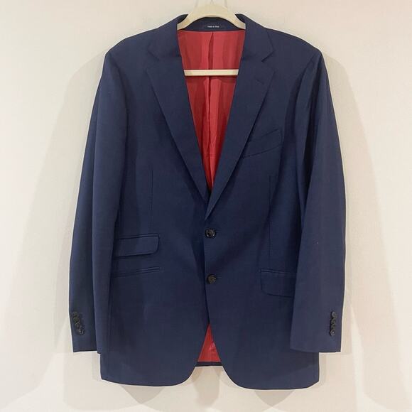 SuitSupply Sienna Classic Navy Wool Blazer with Red Lining Men’s size 42 - Picture 1 of 12